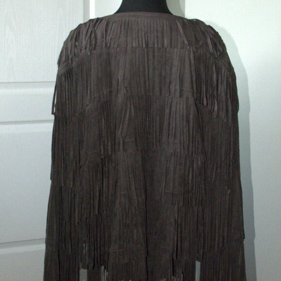 Kate & Malory Fringe Zip Up Jacket Women's size 3X Gray - Picture 2 of 6